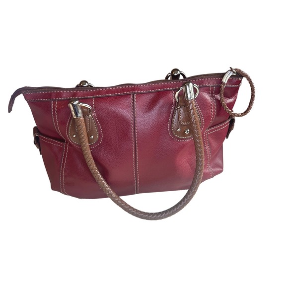 Relic Burgundy Satchel Purse Braided Handle Pocketbook Designer Bag‎ - Picture 1 of 16